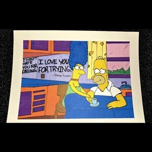 Simpsons Art Print - Blue and Yellow